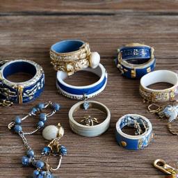 Set van maritieme sieraden op een houten ondergrond