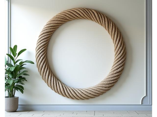 Decoratief vlechtwerk van dik scheepskoord voor interieur.