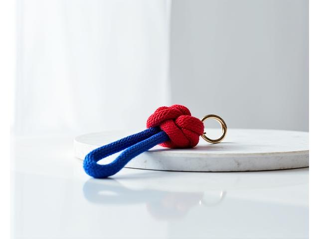 Sleutelhanger met een klassieke apenvuist knoop.